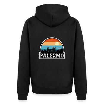 Palermo Italy Flag Skyline Travel Souvenir - Unisex Premium Organic Zip Hoodie - black - Back - Nico (187cm)
