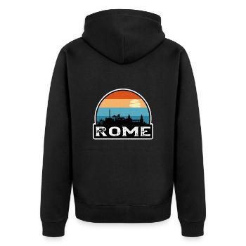 Rom Italien Flagge Skyline Reisesouvenir - Unisex Premium Bio Zip Hoodie - Schwarz - Hinten - Nico (187cm)