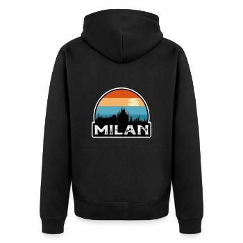 Milan Italy Flag Skyline Travel Souvenir - Unisex Premium Organic Zip Hoodie - black - Back - Nico (187cm)