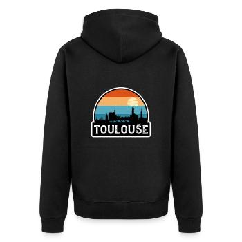 Toulouse France Flag Skyline Souvenir de voyage - Veste à capuche bio Premium Unisexe - noir - Dos - Nico (187cm)