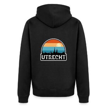 Utrecht Netherlands Flag Skyline Travel Souvenir - Unisex Premium Organic Zip Hoodie - black - Back - Nico (187cm)