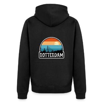 Rotterdam Pays-Bas Flag Skyline Souvenir de voyage - Veste à capuche bio Premium Unisexe - noir - Dos - Nico (187cm)