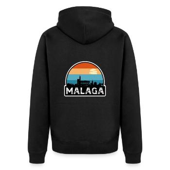 Málaga Spanien Flagge Skyline Reisesouvenir - Unisex Premium Bio Zip Hoodie - Schwarz - Hinten - Nico (187cm)