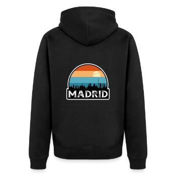 Madrid Espagne Flag Skyline Souvenir de voyage - Veste à capuche bio Premium Unisexe - noir - Dos - Nico (187cm)