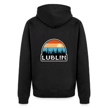 Lublin Pologne Flag Skyline Souvenir de voyage - Veste à capuche bio Premium Unisexe - noir - Dos - Nico (187cm)
