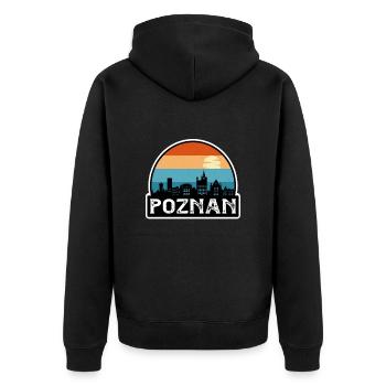 Poznan Poland Flag Skyline Travel Souvenir - Unisex Premium Organic Zip Hoodie - black - Back - Nico (187cm)