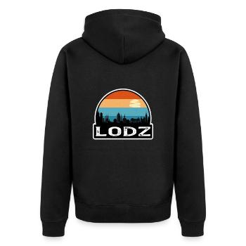 Lodz Pologne Flag Skyline Souvenir de voyage - Veste à capuche bio Premium Unisexe - noir - Dos - Nico (187cm)