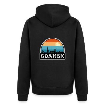 Danzig Polen Flagge Skyline Reisesouvenir - Unisex Premium Bio Zip Hoodie - Schwarz - Hinten - Nico (187cm)