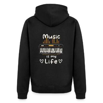 Music is my life - Keyboard - Piano - Klavier - Unisex Premium Organic Zip Hoodie - black - Back - Nico (187cm)