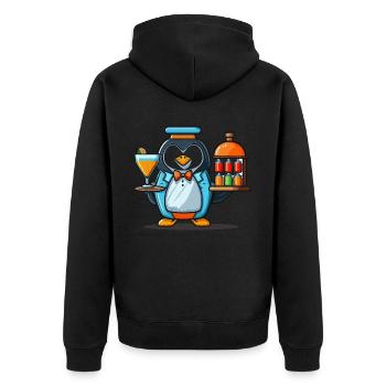 Pinguine gießen - Unisex Premium Bio Zip Hoodie - Schwarz - Hinten - Nico (187cm)