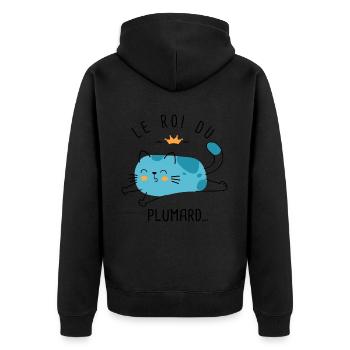 Roi du plumard humour homme - Veste à capuche bio Premium Unisexe - noir - Dos - Nico (187cm)