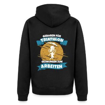 Triathlon - Unisex Premium Bio Zip Hoodie - Schwarz - Hinten - Nico (187cm)