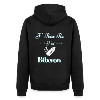 J peux pas j'ai biberon - Veste à capuche bio Premium Unisexe - noir - Dos - Nico (187cm)