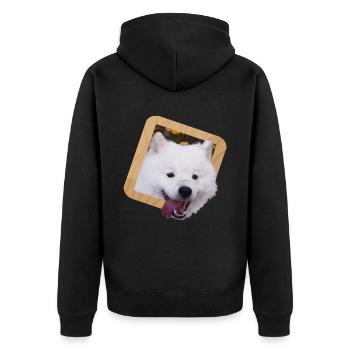 Samoyed puppy in a frame - Unisex Premium Organic Zip Hoodie - black - Back - Nico (187cm)