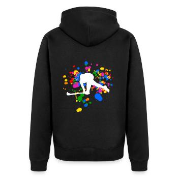 Chemise colorée de conception de hockey sur gazon - Veste à capuche bio Premium Unisexe - noir - Dos - Nico (187cm)