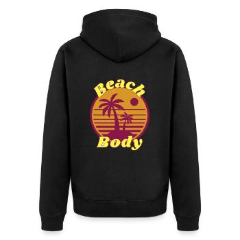 Drôle de fitness Sport Dicton - Beach Body - Veste à capuche bio Premium Unisexe - noir - Dos - Nico (187cm)
