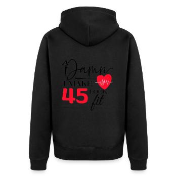 45 Anniversaire - Drôle de fitness Anniversaire Dire - Veste à capuche bio Premium Unisexe - noir - Dos - Nico (187cm)