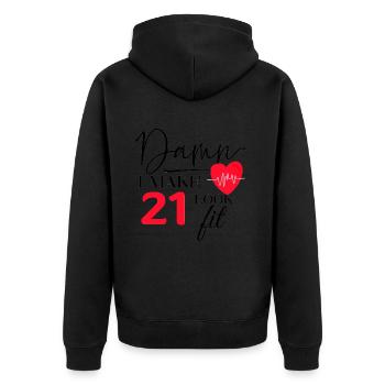 21 Geburtstag - Lustiger Fitness Geburtstag Spruch - Unisex Premium Bio Zip Hoodie - Schwarz - Hinten - Nico (187cm)