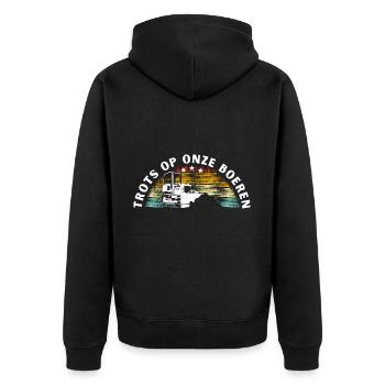 TROTS OP ONZE BOEREN - Unisex Premium Organic Zip Hoodie - black - Back - Nico (187cm)
