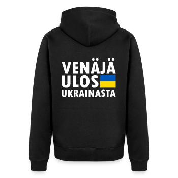 venäjä ulos ukrainasta - Unisex Premium Bio Zip Hoodie - Schwarz - Hinten - Nico (187cm)