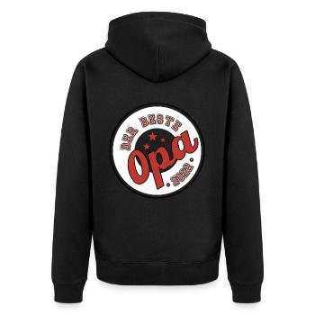 Der Beste Opa 2022 - Unisex Premium Bio Zip Hoodie - Schwarz - Hinten - Nico (187cm)