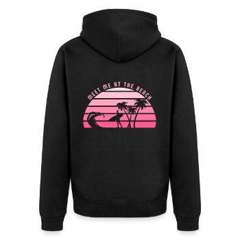 Meet me at the Beach - Unisex Premium Bio Zip Hoodie - Schwarz - Hinten - Nico (187cm)