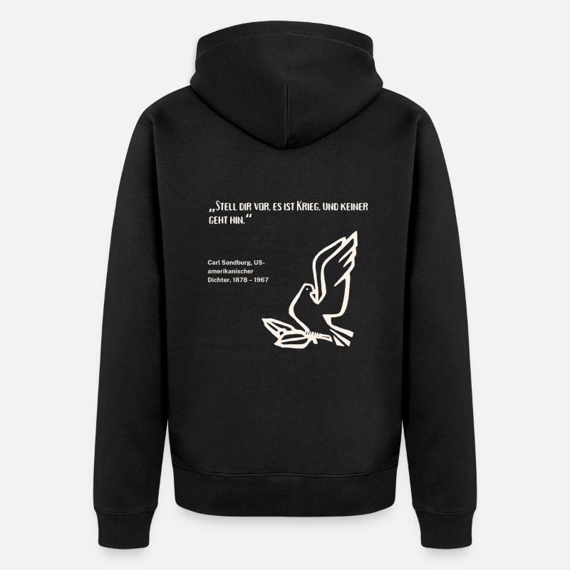 Zitat Dichter Frieden Krieg - Unisex Premium Bio Zip Hoodie - Schwarz