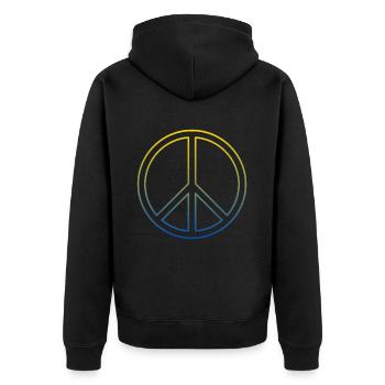 World Peace Symbol Welt Frieden Ukraine Russland - Unisex Premium Bio Zip Hoodie - Schwarz - Hinten - Nico (187cm)