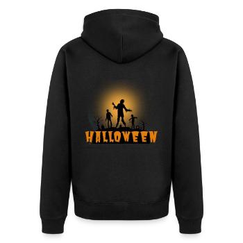 Halloween Creepy Cemetery Moon Witch Vampire - Unisex Premium Organic Zip Hoodie - black - Back - Nico (187cm)