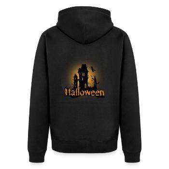 Halloween Creepy Cemetery Moon Witch Vampire - Unisex Premium Organic Zip Hoodie - black - Back - Nico (187cm)
