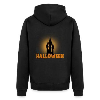 Halloween Creepy Cemetery Moon Witch Vampire - Unisex Premium Organic Zip Hoodie - black - Back - Nico (187cm)