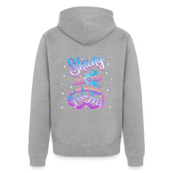 Le ski me rend libre – 1 - Veste à capuche bio Premium Unisexe - gris chiné - Dos - Nico (187cm)