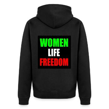 Women life freedom - Unisex Premium Bio Zip Hoodie - Schwarz - Hinten - Nico (187cm)