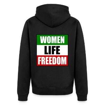 Women life freedom - Unisex Premium Bio Zip Hoodie - Schwarz - Hinten - Nico (187cm)