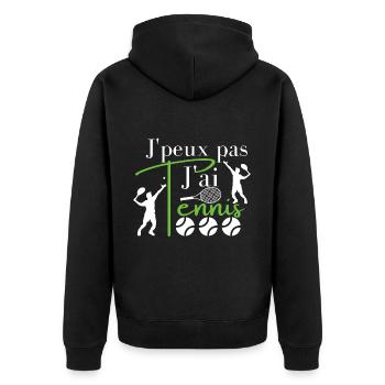 I Can't I Have Tennis 🎾 - Unisex Premium Organic Zip Hoodie - black - Back - Nico (187cm)