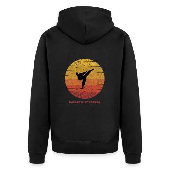 Karate - Unisex Premium Bio Zip Hoodie - Schwarz - Hinten - Nico (187cm)