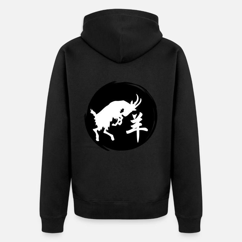 Caractère Chinois Bélier Astrologie Chinoise - Veste à capuche bio Premium Unisexe - undefined