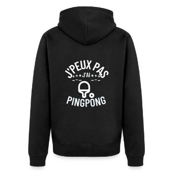 J Peux pas j ai pingpong cadeau Noel - Veste à capuche bio Premium Unisexe - noir - Dos - Nico (187cm)