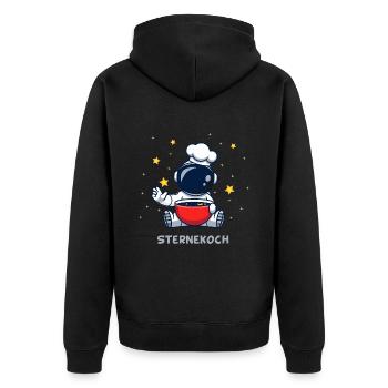 SterneKoch (Sternchen-Suppe-Edition) - Unisex Premium Bio Zip Hoodie - Schwarz - Hinten - Nico (187cm)
