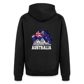 Sydney - Australia - Unisex Premium Organic Zip Hoodie - black - Back - Nico (187cm)