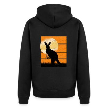 Cangourou dans Sunset rétro - Veste à capuche bio Premium Unisexe - noir - Dos - Nico (187cm)