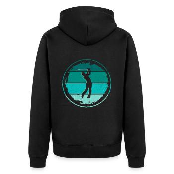 Golfspieler Golfer Golfen Retro Golf - Unisex Premium Bio Zip Hoodie - Schwarz - Hinten - Nico (187cm)