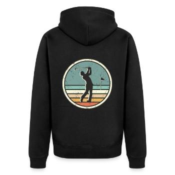 Golfer Golfen Golfspieler Vintage Golf - Unisex Premium Bio Zip Hoodie - Schwarz - Hinten - Nico (187cm)