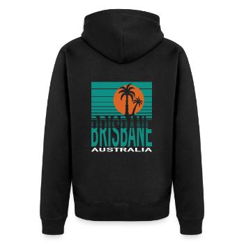 BRISBANE - Unisex Premium Bio Zip Hoodie - Schwarz - Hinten - Nico (187cm)