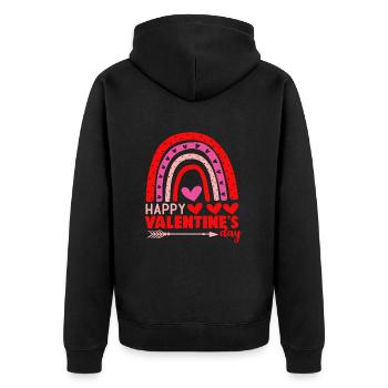 Happy Valentine's Day - Unisex Premium Organic Zip Hoodie - black - Back - Nico (187cm)