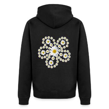 daisies flower floral floral - Unisex Premium Organic Zip Hoodie - black - Back - Nico (187cm)