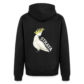 Straya - Unisex Premium Bio Zip Hoodie - Schwarz - Hinten - Nico (187cm)