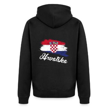 Hrvatska Vintage - Unisex Premium Organic Zip Hoodie - black - Back - Nico (187cm)
