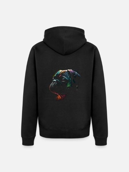 Graffiti Pug - Unisex Premium Organic Zip Hoodie - black