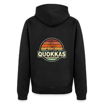 QUOKKAS - Unisex Premium Bio Zip Hoodie - Schwarz - Hinten - Nico (187cm)
